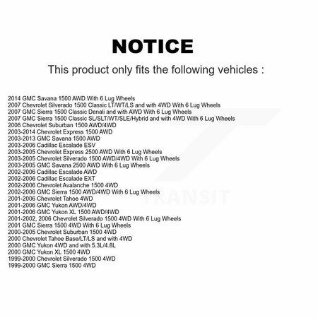Kugel Front Wheel Bearing Hub Assembly Pair For Chevrolet Silverado 1500 GMC Tahoe Sierra Yukon K70-100390